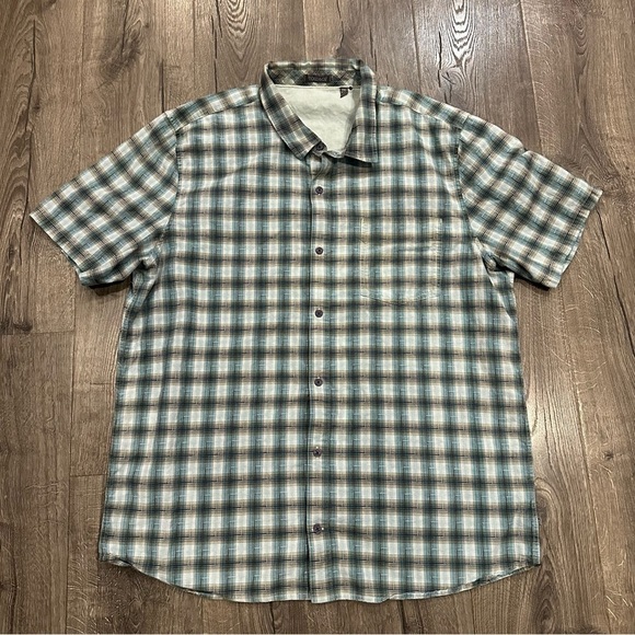 Toad & Co Shirt XXL Men’s Blue Plaid Short Sleeve Button Up Organic Cotton - Picture 2 of 10